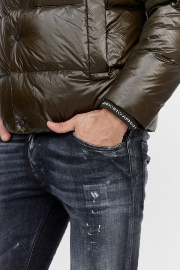EMPORIO ARMANI Ciemnozielona puchowa kurtka męska, Rozmiar 52