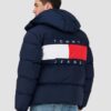 TOMMY JEANS Granatowa męska puchowa kurtka z dużym logo Alaska