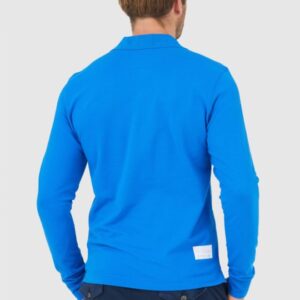 LA MARTINA Niebieskie męskie polo z długim rękawem