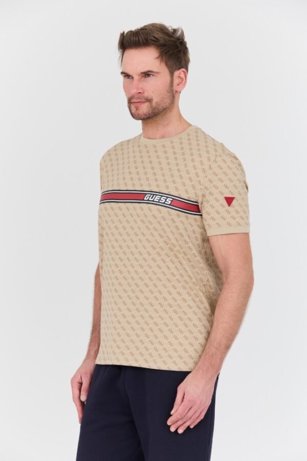 GUESS Beżowy męski t-shirt Jamey