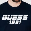 GUESS Granatowy t-shirt męski z odblaskowym logo