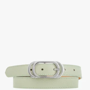 Miętowy pasek damski ze srebrną klamrą