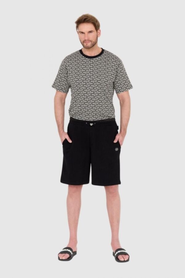 BALMAIN Męski t-shirt w czarno-biały monogram, Rozmiar 2