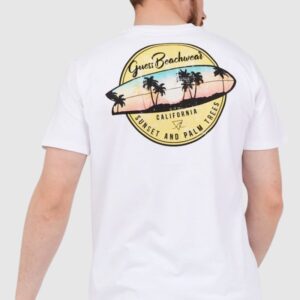0a133a869809e85ef2e8e5ec91485c6484d0703f GUESS Biały bawełniany t-shirt męski sunset and palm trees