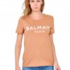 BALMAIN Brązowy damski t-shirt z guzikami
