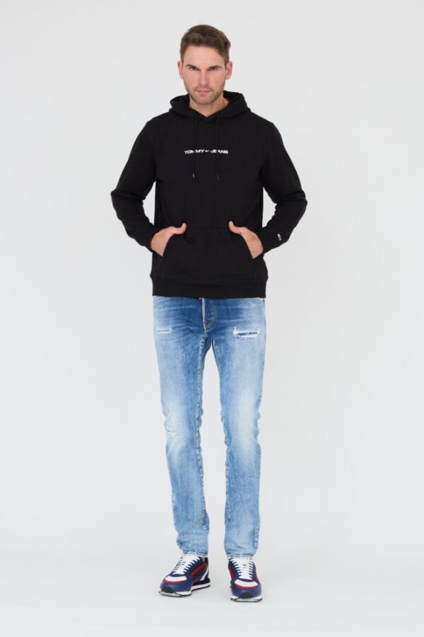 TOMMY JEANS Czarna męska bluza z kapturem