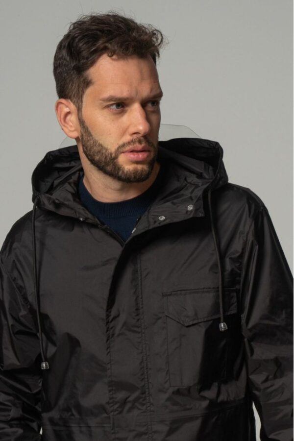 KENZO Czarna męska kurtka wiatrówka z kapturem