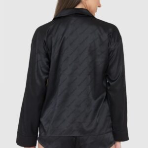0c4caf16e7293ed5f39bdc35ffec00a728b8dd08 JUICY COUTURE Czarna satynowa damska koszula piżamowa w logo