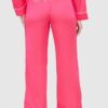 JUICY COUTURE Różowe satynowe spodnie piżamowe damskie z haftowanym logo
