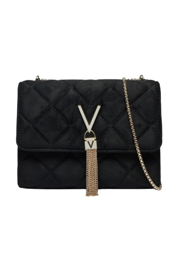 VALENTINO Czarna damska zamszowa torebka Charlotte Flap Bag