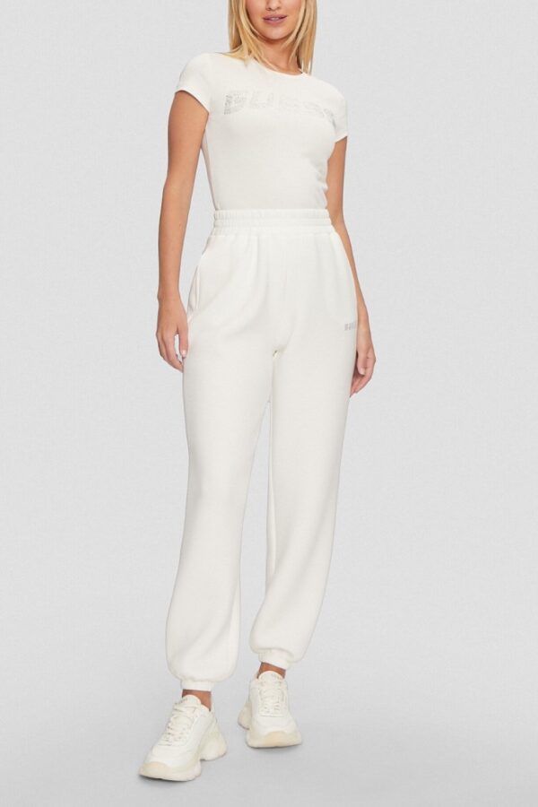 GUESS Dresowe damskie spodnie w kolorze ecru Cecilia Scuba