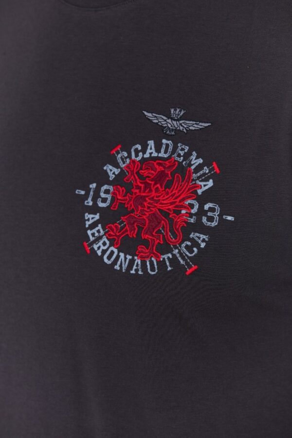 AERONAUTICA MILITARE Szary bawełniany męski t-shirt M.C