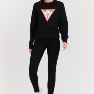 GUESS Czarna damska bluza z dużym logo Original Fleece