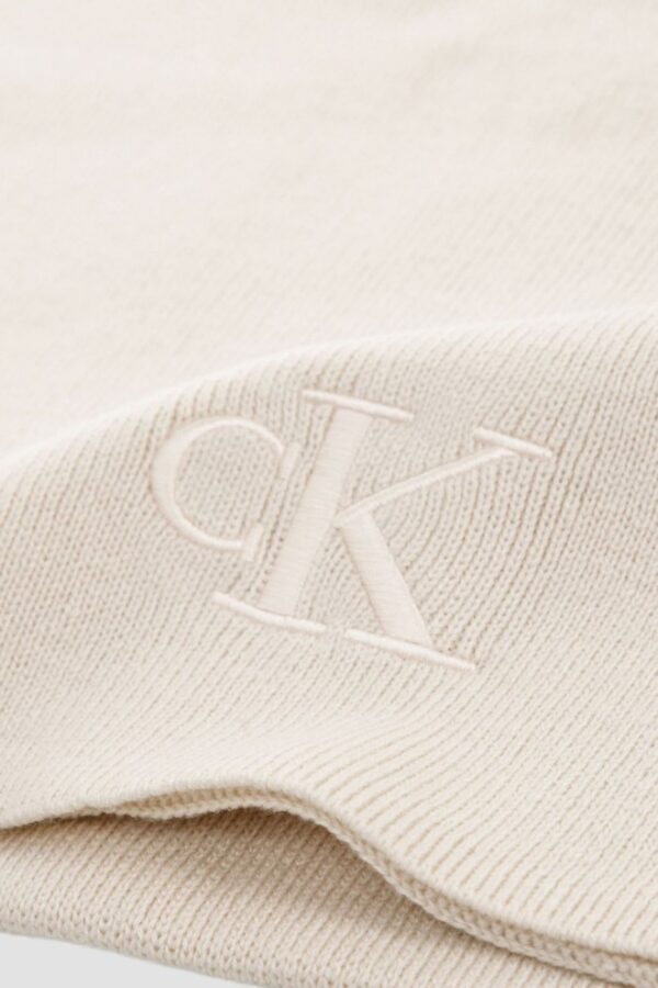 CALVIN KLEIN Beżowy damski szalik z haftowanym logo