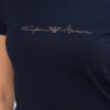 EMPORIO ARMANI Granatowy t-shirt damski z kryształkami