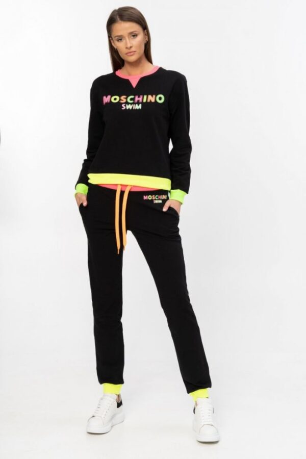 MOSCHINO Czarna bluza damska z neonowym logo