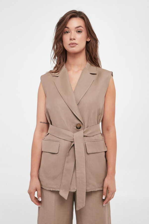 Kamizelka damska z lnem Lucas MARELLA MONOCHROME