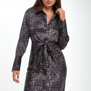 Sukienka szmizjerka w panterkę DKNY