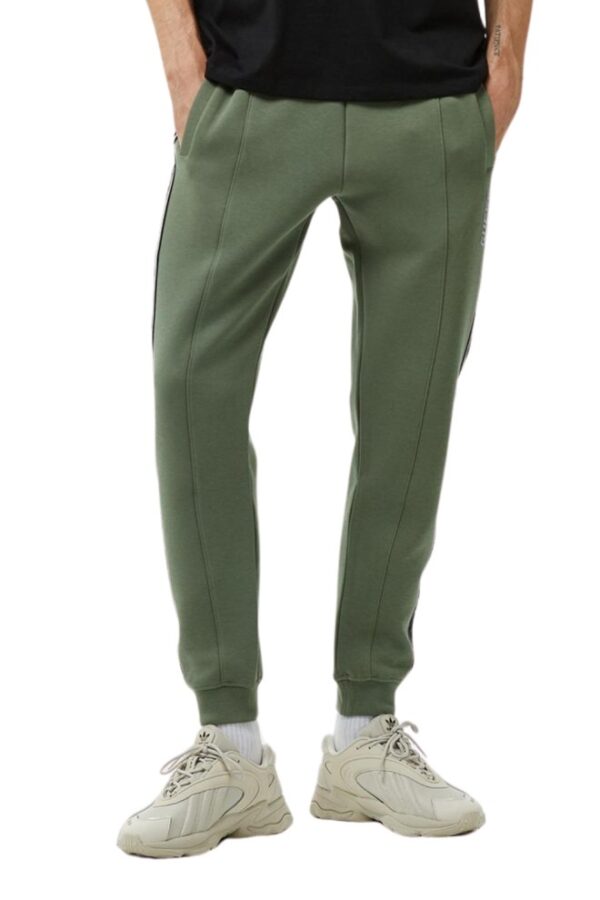 GUESS Zielone męskie spodnie dresowe z lampasami Mickey