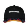 DSQUARED2 Męska czarna czapka z daszkiem w płomienie