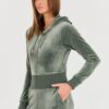 JUICY COUTURE Zielona damska bluza Marissa Velour Track Top