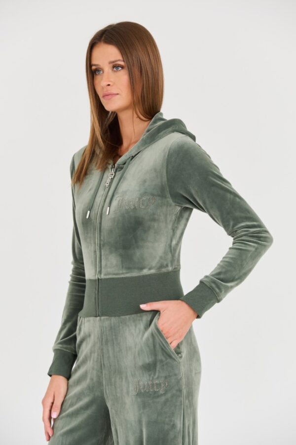 JUICY COUTURE Zielona damska bluza Marissa Velour Track Top