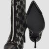 KARL LAGERFELD Czarne skórzane botki na szpilce Ankle Boot Monogram