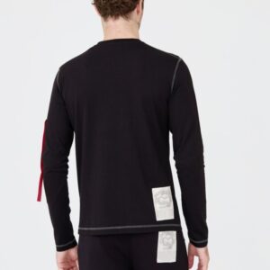 AERONAUTICA MILITARE Czarny męski bawełniany longsleeve