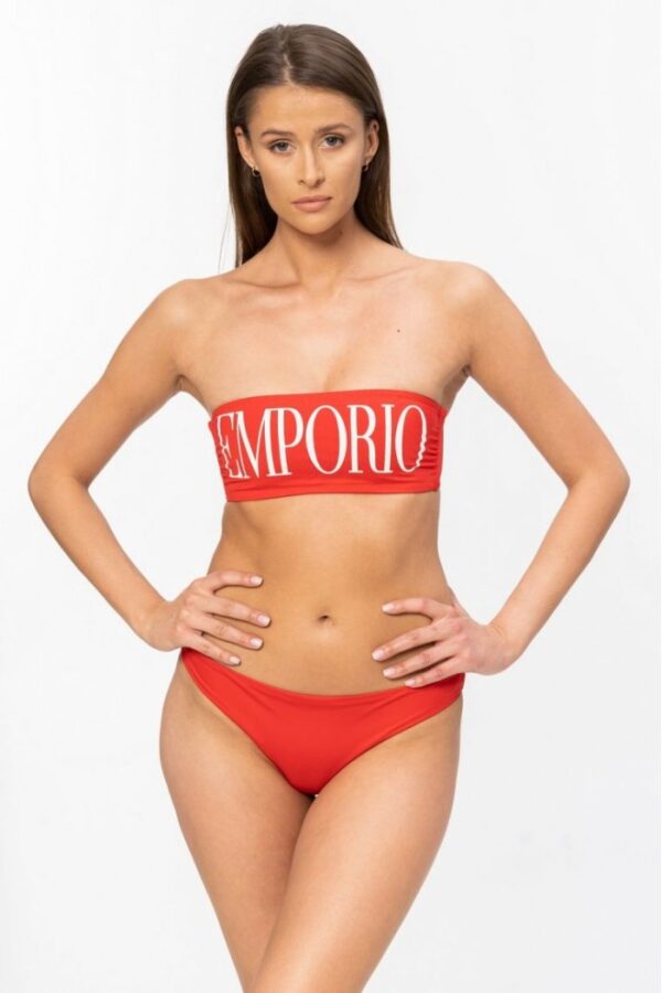 EMPORIO ARMANI Czerwone bikini z białym logo
