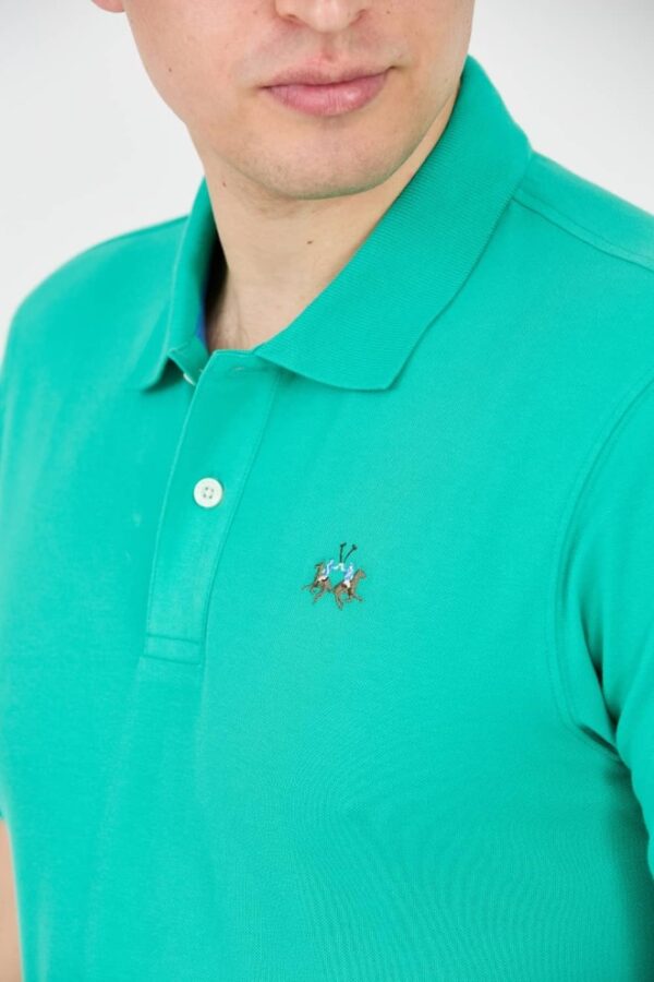 LA MARTINA Szmaragdowe męskie polo z małym logo