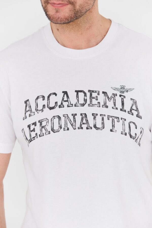 AERONAUTICA MILITARE Biały bawelniany męski t-shirt M.C