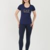 EA7 Granatowy damski t-shirt z cyrkoniami