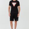 GUESS Czarny męski t-shirt bawełniany z dużym logo Clsc Tri Logo