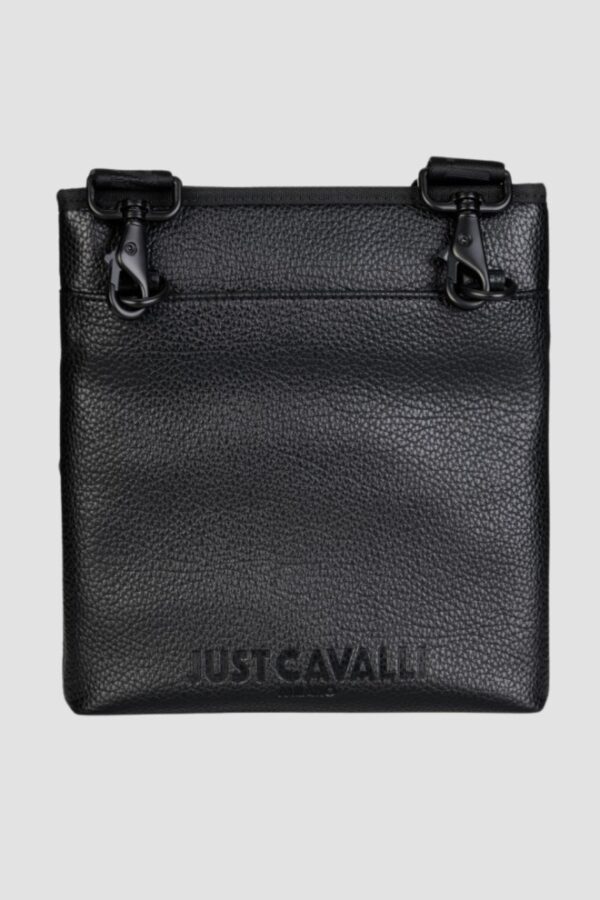 JUST CAVALLI Czarna torba męska Range New Logo Metal Circle