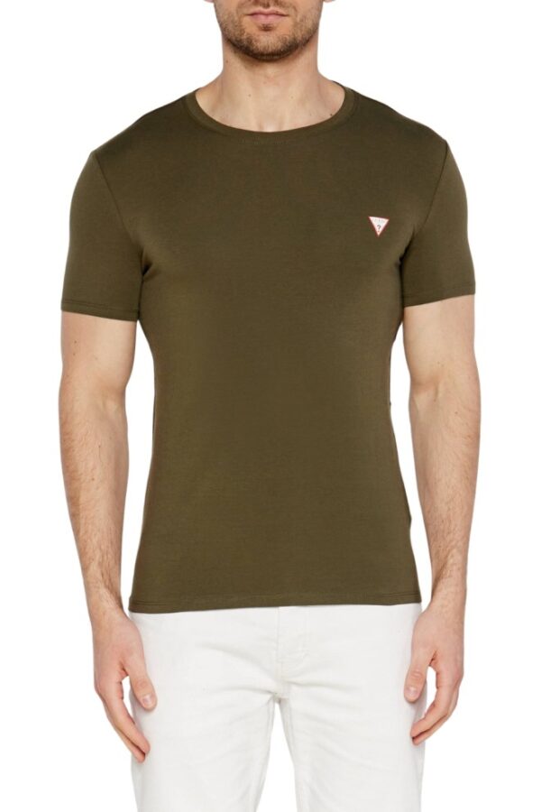 14c9b9f6697a676a8ba36577434b7a8d1132b157 GUESS Zielony męski t-shirt z okrągłym dekoltem