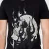PHILIPP PLEIN Męski t-shirt z czaszką w płomieniach
