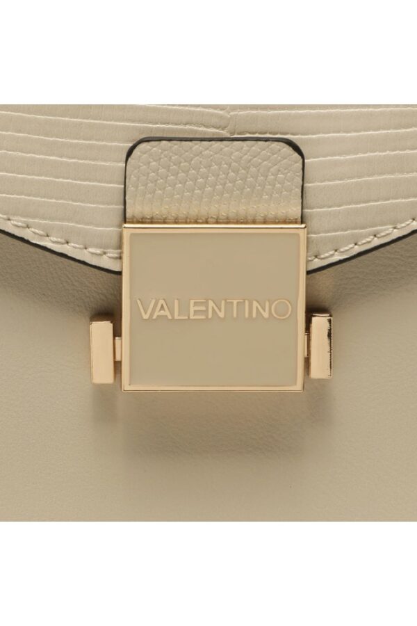 VALENTINO Mały ecru kuferek z logo carrie satche