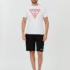 GUESS Biały męski t-shirt bawełniany z dużym logo Clsc Tri Logo