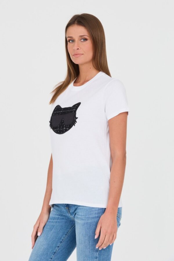 KARL LAGERFELD Biały damski t-shirt Boucle Choupette