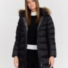 156d52b1b0532086b40fd4c7e9d778d1b7465500 HETREGO Czarna damska kurtka puchowa Leonie Quilted Woman Jacket With Detached Hood, Rozmiar 40 EU - 44 IT
