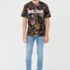 JUST CAVALLI Czarny męski T-shirt R Print Iconic Shields