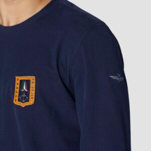 15e8ddd036b2daa8e64d0cdccbbfcd2c62c4edcb AERONAUTICA MILITARE Granatowy męski longsleeve With Patches