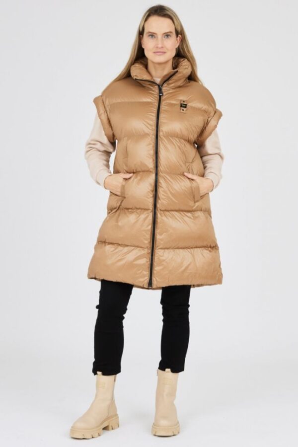 BLAUER Długi brązowy bezrękawnik damski Daisy