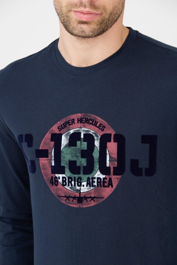 AERONAUTICA MILITARE Granatowy męski longsleeve bawełniany
