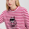 KARL LAGERFELD Czerwono-biały damski lonsgleeve Ikon Print Stripe