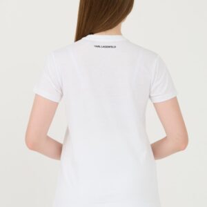 KARL LAGERFELD Biały damski t-shirt Rhinestone Logo