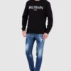 BALMAIN Czarna bluza męska z dużym logo