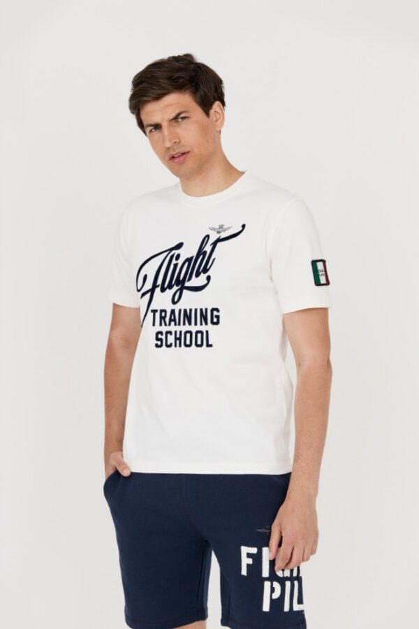 AERONAUTICA MILITARE Biały bawełniany t-shirt męski