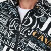 JUST CAVALLI Czarna męska kurtka Print Lettering