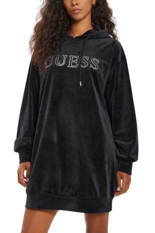 GUESS Сzarna damska długa welurowa bluza Couture